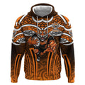 Wests Tigers Rugby Hoodie Polynesian Tribal Tiger Warrior Orange Black Pattern