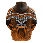 Wests Tigers Rugby Hoodie Polynesian Tribal Tiger Warrior Orange Black Pattern