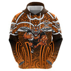 Wests Tigers Rugby Hoodie Polynesian Tribal Tiger Warrior Orange Black Pattern