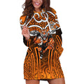 Wests Tigers Rugby Hoodie Dress Polynesian Tribal Tiger Warrior Orange Black Pattern