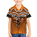Wests Tigers Rugby Kid Hawaiian Shirt Polynesian Tribal Tiger Warrior Orange Black Pattern