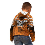 Wests Tigers Rugby Kid Hoodie Polynesian Tribal Tiger Warrior Orange Black Pattern