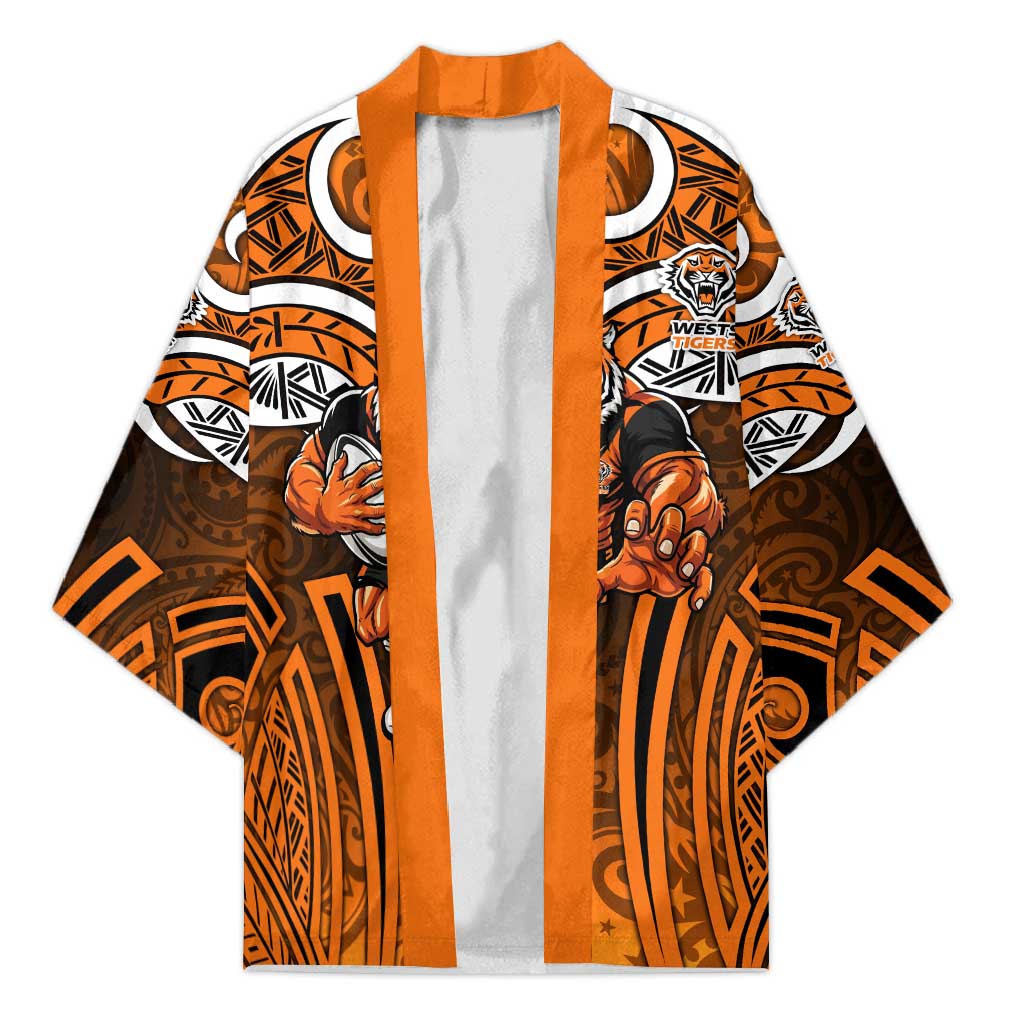 Wests Tigers Rugby Kimono Polynesian Tribal Tiger Warrior Orange Black Pattern