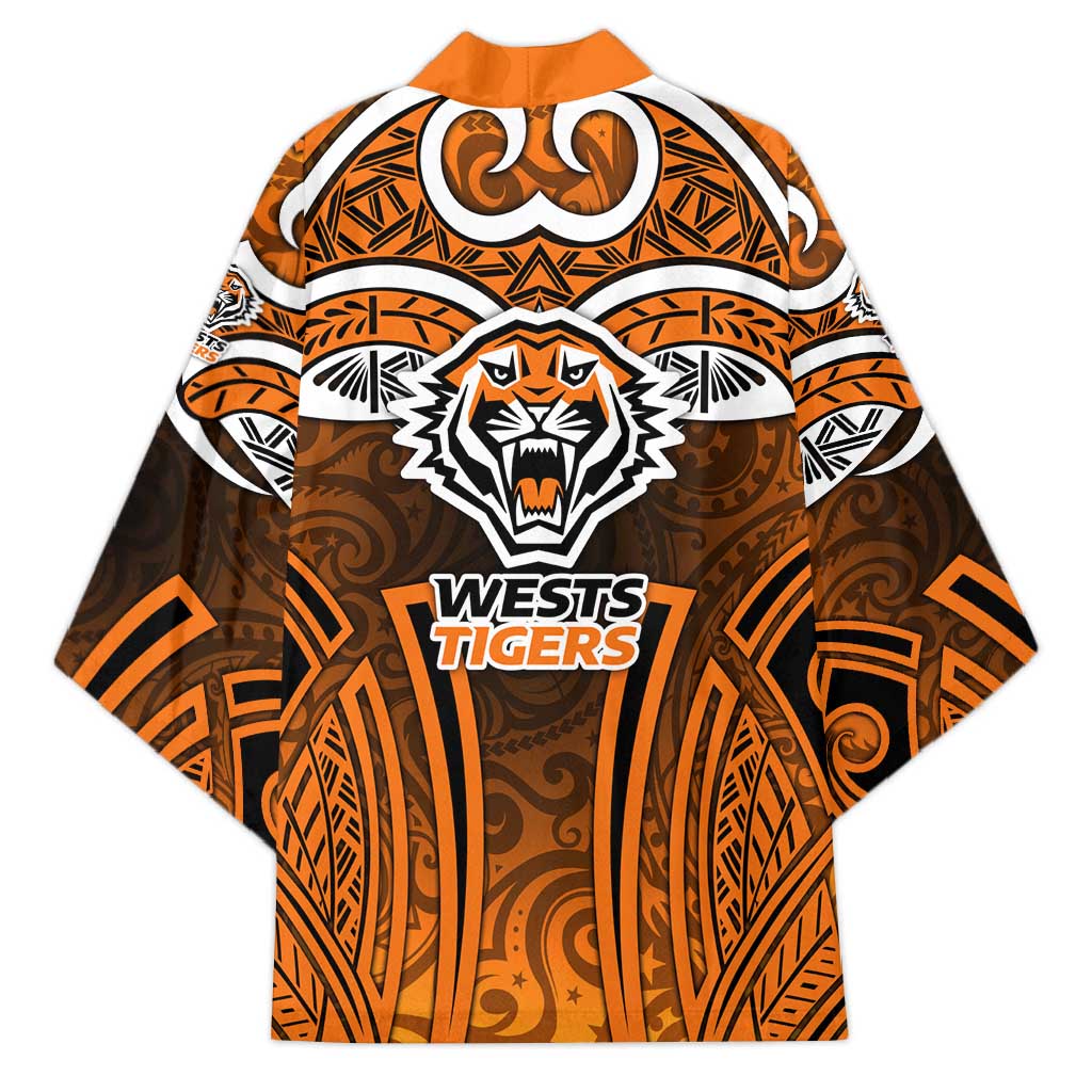 Wests Tigers Rugby Kimono Polynesian Tribal Tiger Warrior Orange Black Pattern