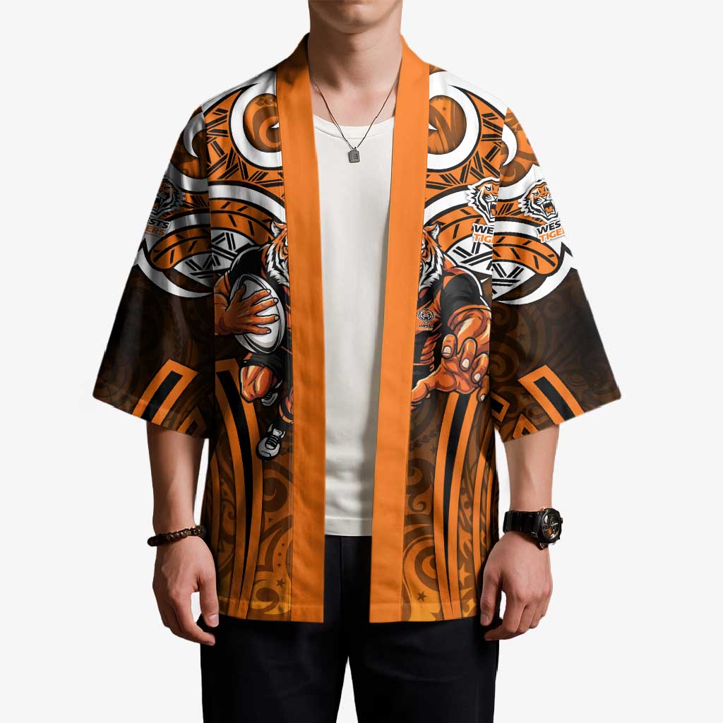 Wests Tigers Rugby Kimono Polynesian Tribal Tiger Warrior Orange Black Pattern