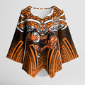 Wests Tigers Rugby Kimono Sleeve Blouse Polynesian Tribal Tiger Warrior Orange Black Pattern