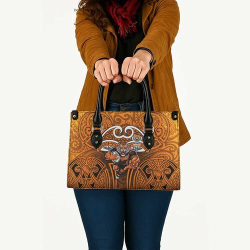 Wests Tigers Rugby Leather Bag Polynesian Tribal Tiger Warrior Orange Black Pattern