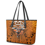 Wests Tigers Rugby Leather Tote Bag Polynesian Tribal Tiger Warrior Orange Black Pattern