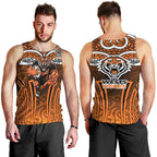Wests Tigers Rugby Men Tank Top Polynesian Tribal Tiger Warrior Orange Black Pattern