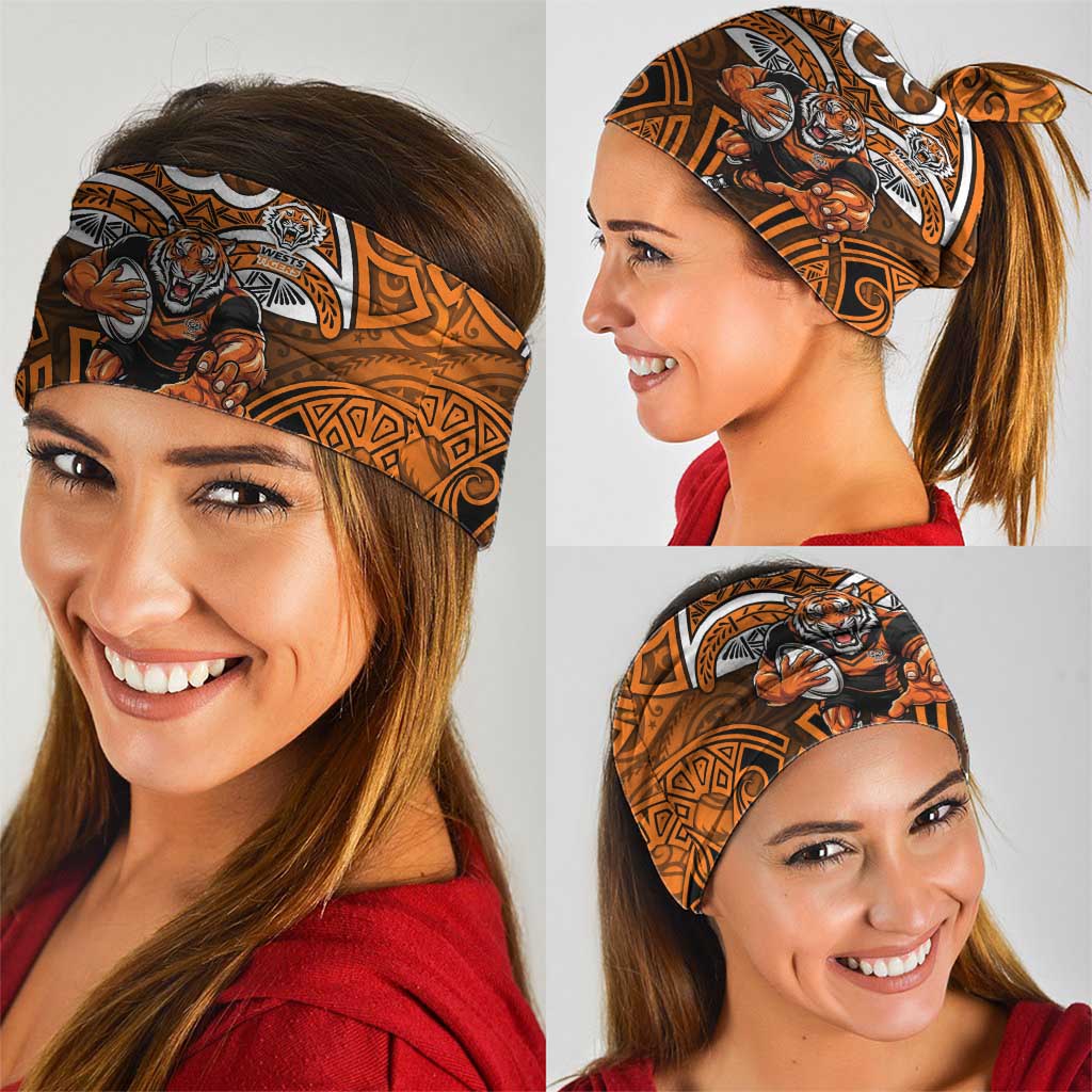 Wests Tigers Rugby Neck Gaiter Polynesian Tribal Tiger Warrior Orange Black Pattern