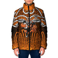 Wests Tigers Rugby Padded Jacket Polynesian Tribal Tiger Warrior Orange Black Pattern