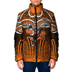 Wests Tigers Rugby Padded Jacket Polynesian Tribal Tiger Warrior Orange Black Pattern