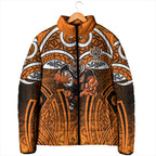 Wests Tigers Rugby Padded Jacket Polynesian Tribal Tiger Warrior Orange Black Pattern