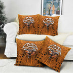 Wests Tigers Rugby Pillow Cover Polynesian Tribal Tiger Warrior Orange Black Pattern