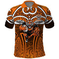 Wests Tigers Rugby Polo Shirt Polynesian Tribal Tiger Warrior Orange Black Pattern
