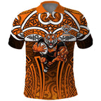 Wests Tigers Rugby Polo Shirt Polynesian Tribal Tiger Warrior Orange Black Pattern