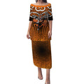 Wests Tigers Rugby Puletasi Polynesian Tribal Tiger Warrior Orange Black Pattern