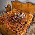 Wests Tigers Rugby Quilt Polynesian Tribal Tiger Warrior Orange Black Pattern