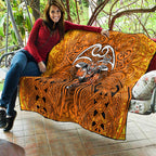 Wests Tigers Rugby Quilt Polynesian Tribal Tiger Warrior Orange Black Pattern