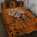 Wests Tigers Rugby Quilt Bed Set Polynesian Tribal Tiger Warrior Orange Black Pattern