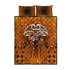 Wests Tigers Rugby Quilt Bed Set Polynesian Tribal Tiger Warrior Orange Black Pattern