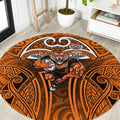 Wests Tigers Rugby Round Carpet Polynesian Tribal Tiger Warrior Orange Black Pattern