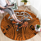 Wests Tigers Rugby Round Carpet Polynesian Tribal Tiger Warrior Orange Black Pattern