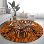 Wests Tigers Rugby Round Carpet Polynesian Tribal Tiger Warrior Orange Black Pattern