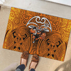 Wests Tigers Rugby Rubber Doormat Polynesian Tribal Tiger Warrior Orange Black Pattern
