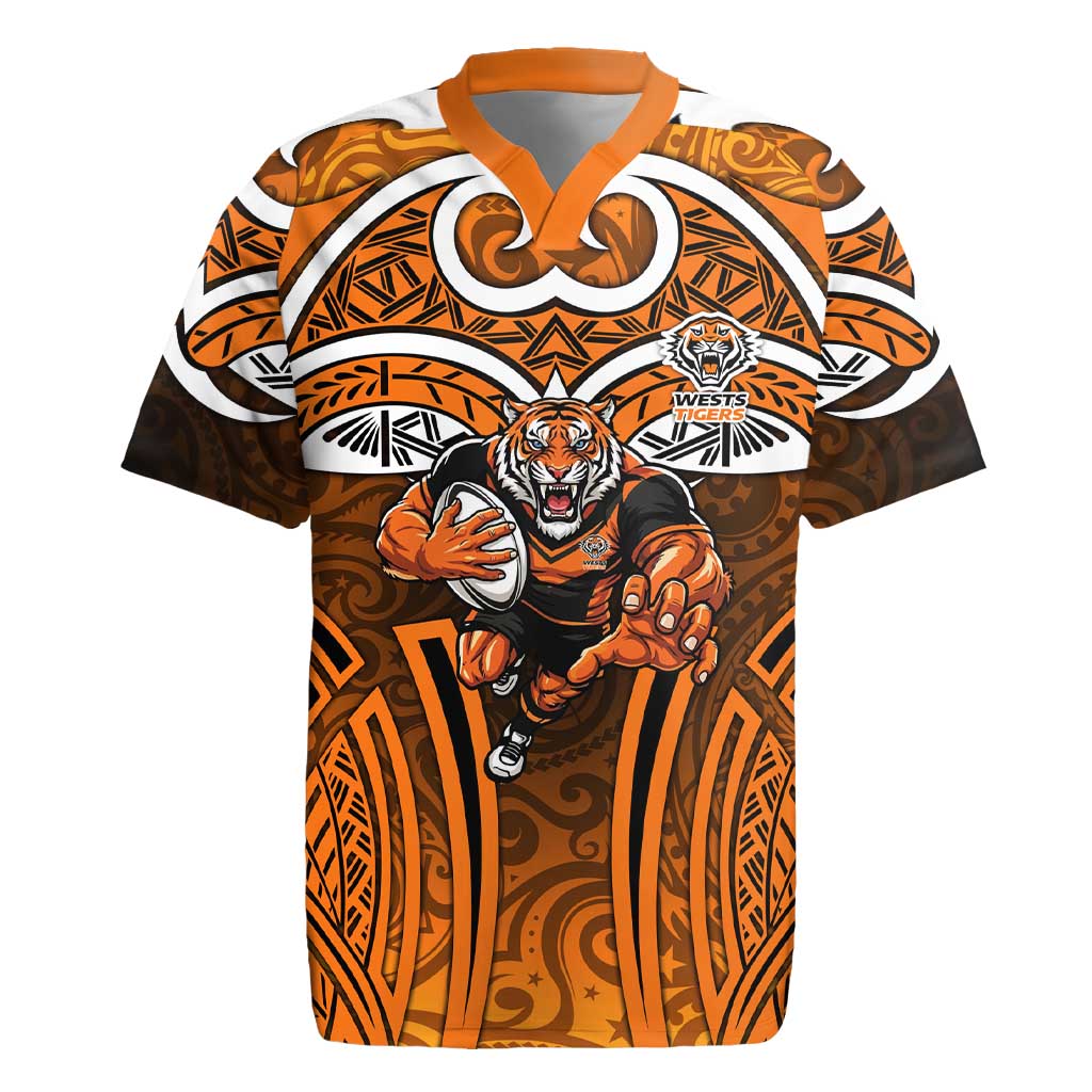 Wests Tigers Rugby Rugby Jersey Polynesian Tribal Tiger Warrior Orange Black Pattern