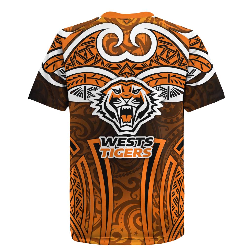 Wests Tigers Rugby Rugby Jersey Polynesian Tribal Tiger Warrior Orange Black Pattern