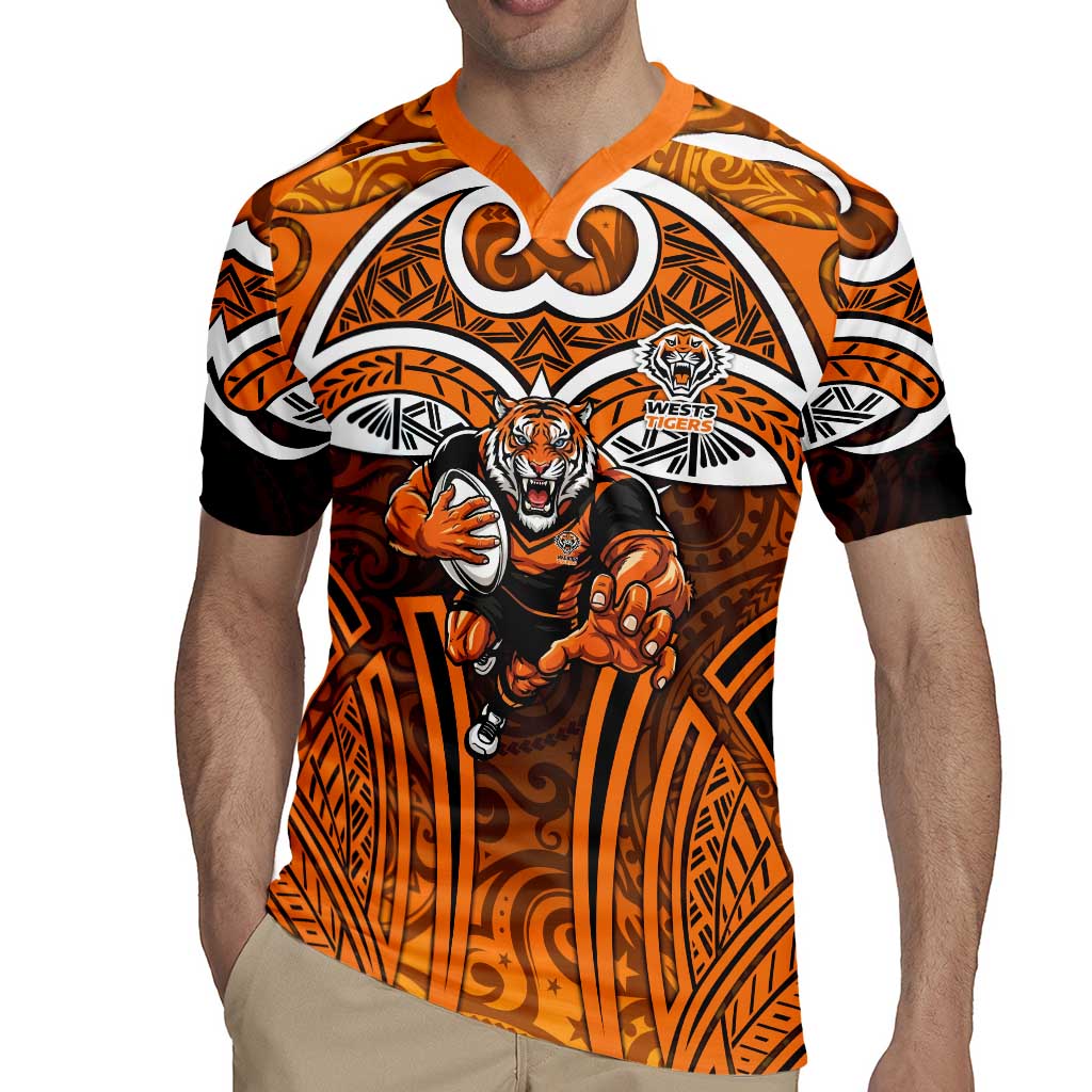 Wests Tigers Rugby Rugby Jersey Polynesian Tribal Tiger Warrior Orange Black Pattern
