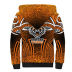 Wests Tigers Rugby Sherpa Hoodie Polynesian Tribal Tiger Warrior Orange Black Pattern