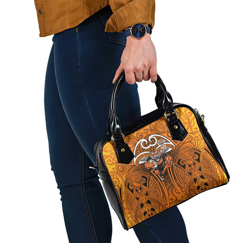 Wests Tigers Rugby Shoulder Handbag Polynesian Tribal Tiger Warrior Orange Black Pattern
