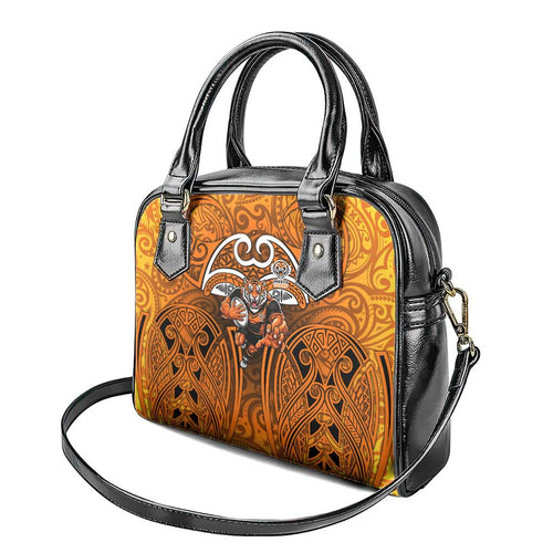 Wests Tigers Rugby Shoulder Handbag Polynesian Tribal Tiger Warrior Orange Black Pattern