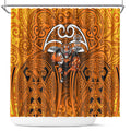 Wests Tigers Rugby Shower Curtain Polynesian Tribal Tiger Warrior Orange Black Pattern