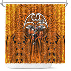 Wests Tigers Rugby Shower Curtain Polynesian Tribal Tiger Warrior Orange Black Pattern