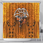 Wests Tigers Rugby Shower Curtain Polynesian Tribal Tiger Warrior Orange Black Pattern