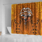 Wests Tigers Rugby Shower Curtain Polynesian Tribal Tiger Warrior Orange Black Pattern