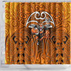 Wests Tigers Rugby Shower Curtain Polynesian Tribal Tiger Warrior Orange Black Pattern