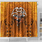 Wests Tigers Rugby Shower Curtain Polynesian Tribal Tiger Warrior Orange Black Pattern