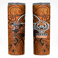 Wests Tigers Rugby Skinny Tumbler Polynesian Tribal Tiger Warrior Orange Black Pattern