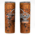 Wests Tigers Rugby Skinny Tumbler Polynesian Tribal Tiger Warrior Orange Black Pattern