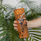 Wests Tigers Rugby Skinny Tumbler Polynesian Tribal Tiger Warrior Orange Black Pattern