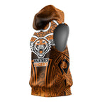 Wests Tigers Rugby Sleeveless Hoodie Polynesian Tribal Tiger Warrior Orange Black Pattern
