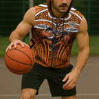 Wests Tigers Rugby Sleeveless Zip Hoodie Polynesian Tribal Tiger Warrior Orange Black Pattern
