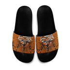 Wests Tigers Rugby Slide Sandals Polynesian Tribal Tiger Warrior Orange Black Pattern