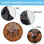 Wests Tigers Rugby Spare Tire Cover Polynesian Tribal Tiger Warrior Orange Black Pattern