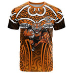 Wests Tigers Rugby T Shirt Polynesian Tribal Tiger Warrior Orange Black Pattern