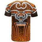Wests Tigers Rugby T Shirt Polynesian Tribal Tiger Warrior Orange Black Pattern